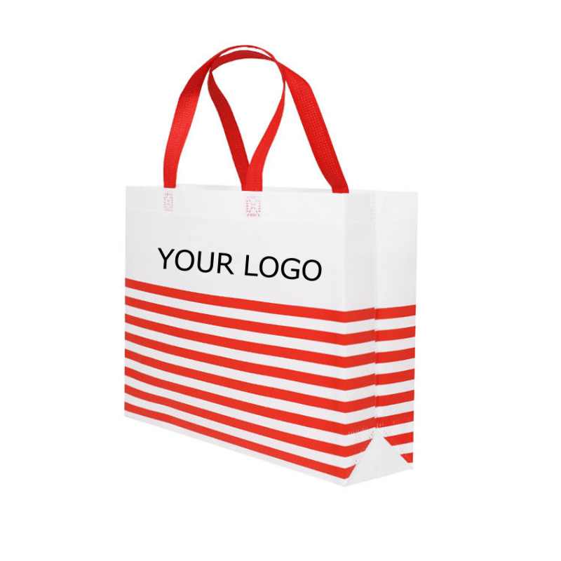 15" x 13.75"x 4" Customized Fashion Non-woven Striped Tote Bags For Shopping