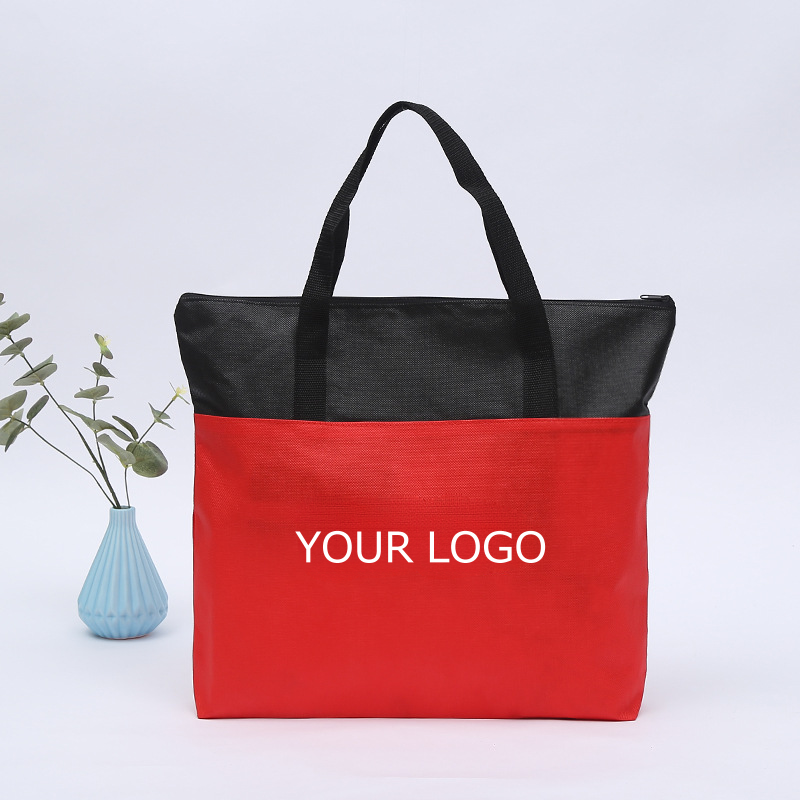 15" x 18" Resuable Non-woven Color Block Grocery Bag with Your Logo