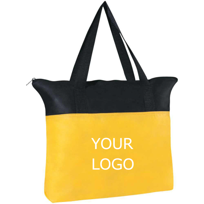 15" x 14" Custom Fashionable Two-tone Color-blocking Non-woven Tote Bag