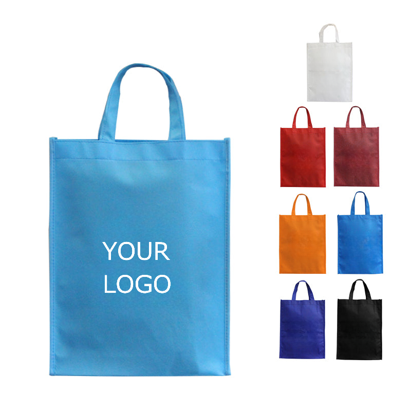 Reusable Non Woven Tote Bags, Gift Shopping Grocery Bags with Handles, Fabric Portable Tote Bag, 11" x 15" x 2.8", MOQ 500