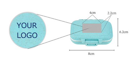 Meta-U Small Wheat-Straw Pill Box,  Compartments Travel Medication Carry Case, Daily Vitamin Organizer Box, MOQ 10