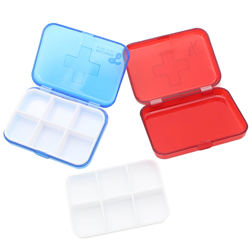 Daily Pill Organizer, 6 Compartments Portable Pill Case, Pill Box to Hold Vitamins, MOQ 50