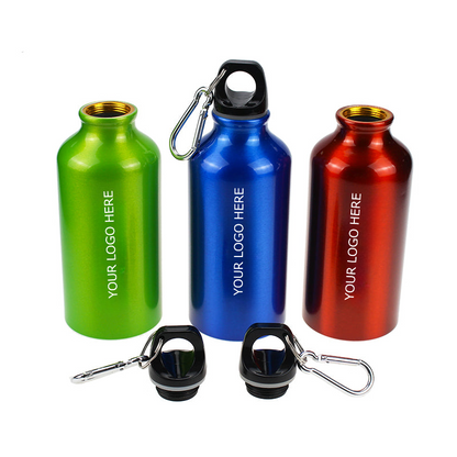 400ML Aluminum Sport Water Bottles,  Lightweight  Reusable Leak Proof Water Bottles with Hook and Twist Cap for Bike, Camping, Climbing, Travelling, MOQ 10