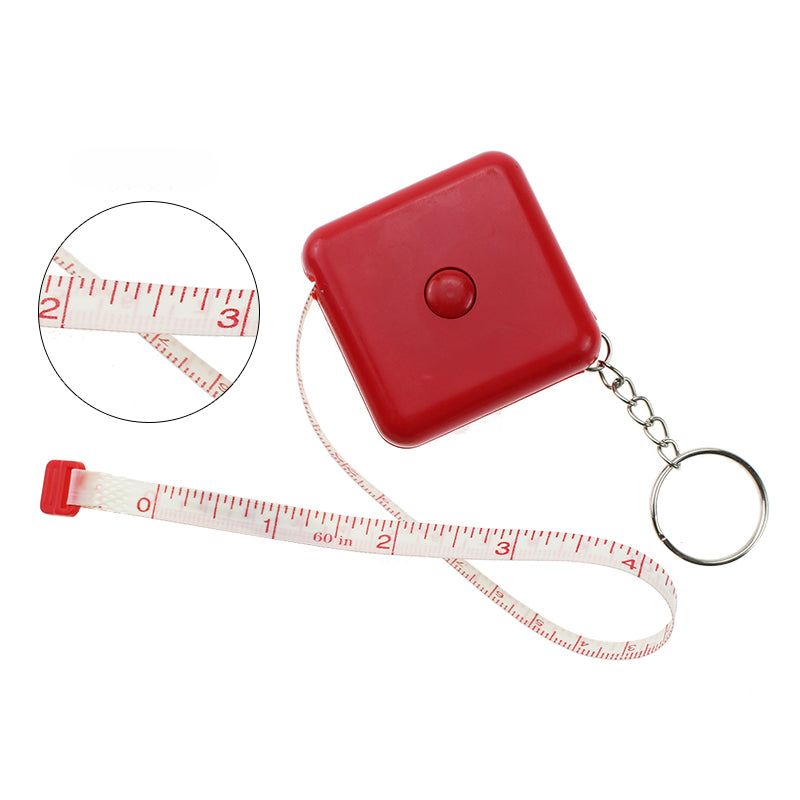 Key Chain, 1.5m Measuring Tape, Square Tape Measure, Snap Button Design, Double Sided Ruler, MOQ 100