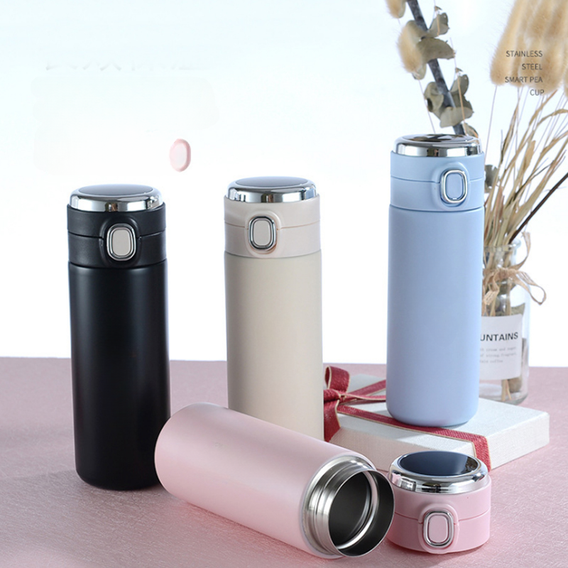 400ML Stainless Steel Vacuum Insulated Water Bottle with LED Temperature Display, Autoseal Button, Keeps Drinks Hot or Cold for Hours,  MOQ 10