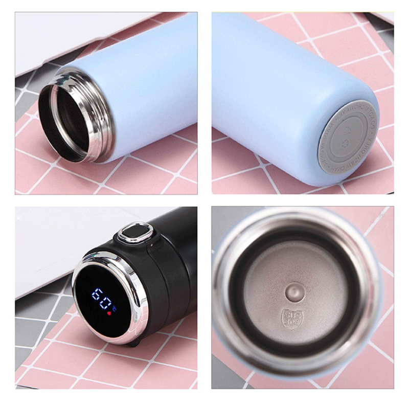 400ML Stainless Steel Vacuum Insulated Water Bottle with LED Temperature Display, Autoseal Button, Keeps Drinks Hot or Cold for Hours,  MOQ 10