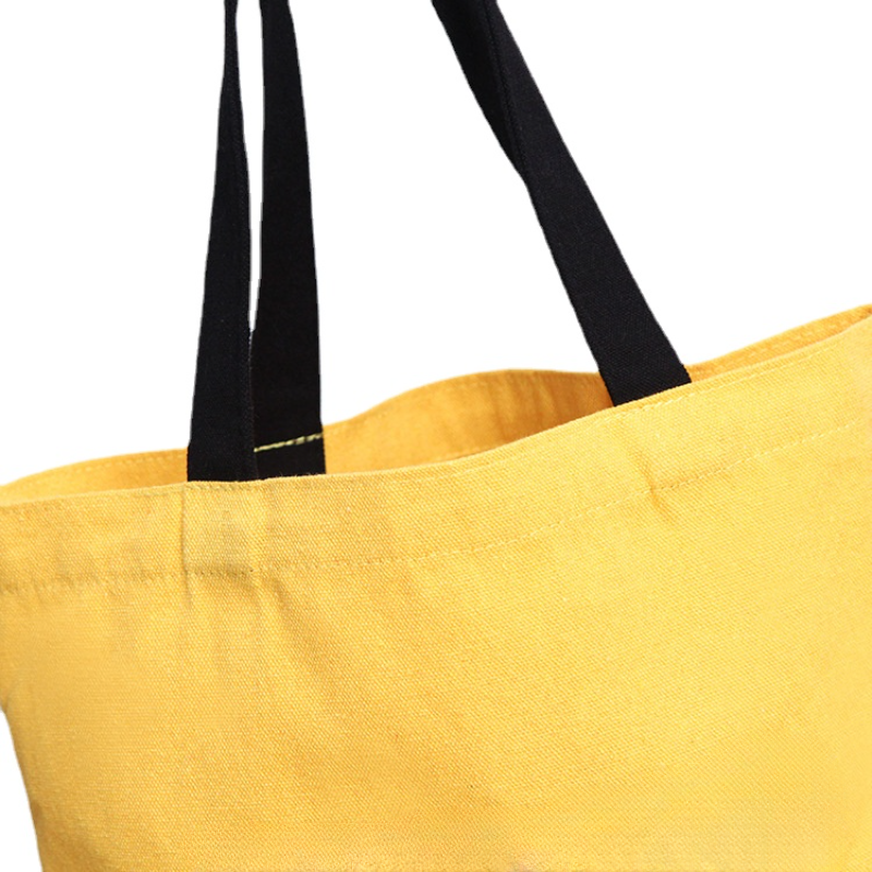 Cotton Canvas Tote Bag, Colored Handles,14" x 10" x 5"