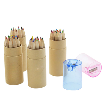 Colored Pencils with Built-in Sharpener in Tube Cap, Vibrant Color Pencils, MOQ 10