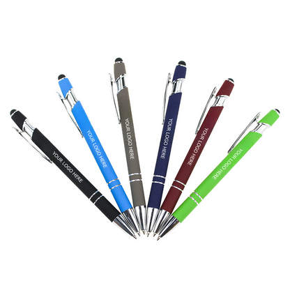 Ballpoint Pens with Stylus Tip, Soft Touch Click Stylus Pen, Retractable Metal Stylus Pens, MOQ 10