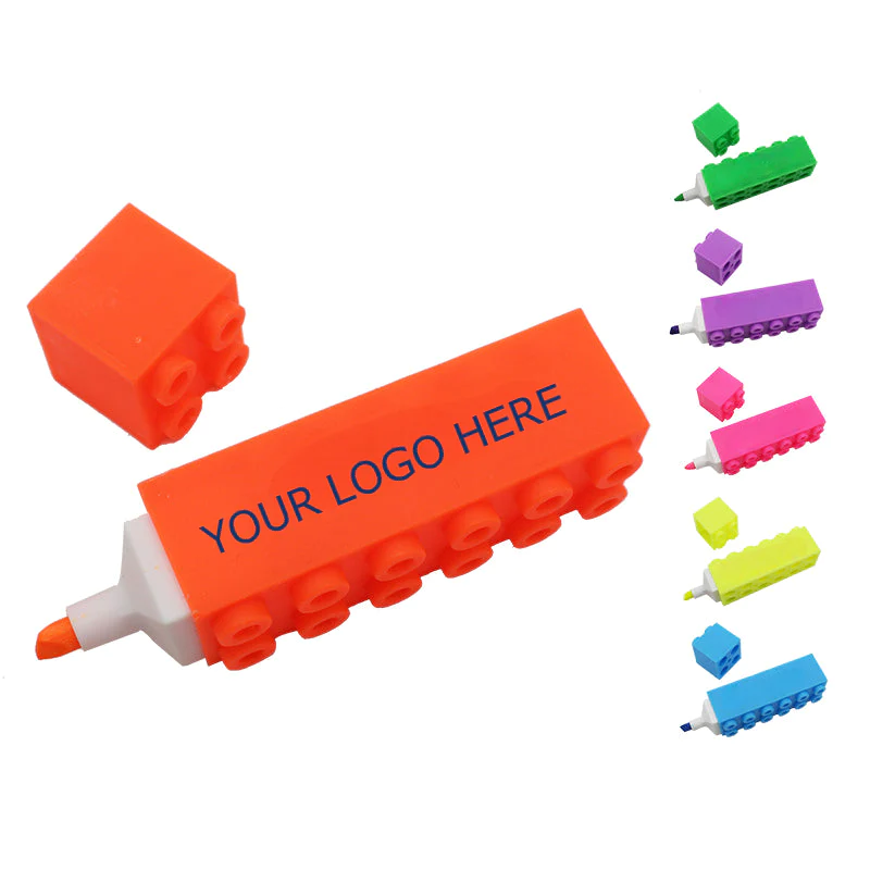 Building Block Highlighters, Puzzle Square Shape Marker Pen, MOQ 10