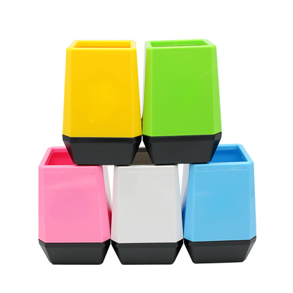 Two-color Patchwork Plastic Pen Holder for Business Office MOQ 10