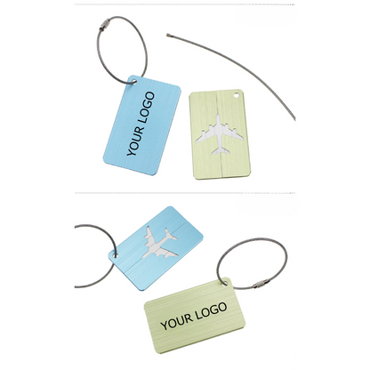 Aluminum Alloy Luggage Tag, Travel Labels Set with Steel Loop, MOQ 50