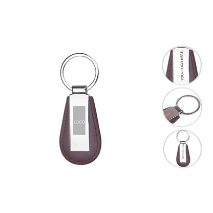 Leather Key Chain, Water Drop Shape Key Tag, MOQ 20