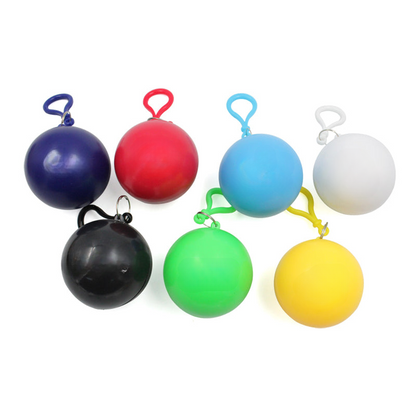 Colorful Portable Raincoat Ball, Disposable Emergency Raincoats Keychain, Adult Rainwear for Camping, Cycling Outdoor, MOQ 100