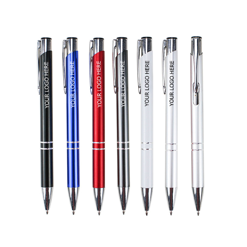 Retractable Ballpoint Pen with Aluminum Barrel, Black Ink, MOQ 1