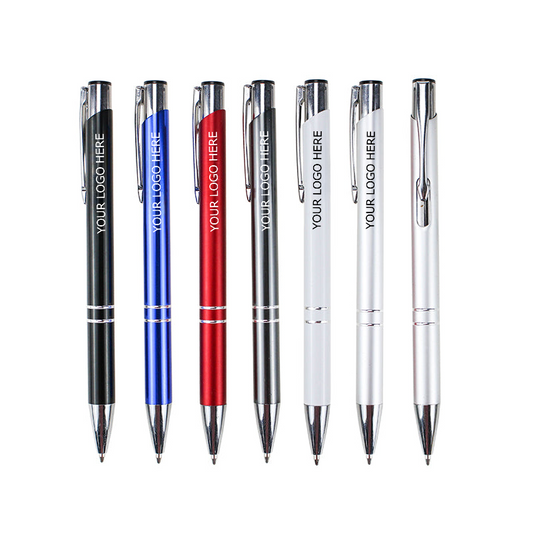 Retractable Ballpoint Pen with Aluminum Barrel, Black Ink, MOQ 1