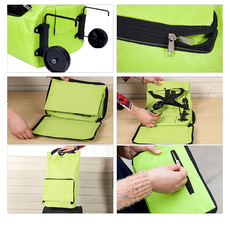 Custom Portable Foldable Supermarket Tug Bag Shopping Cart Portable Trolley MOQ 10