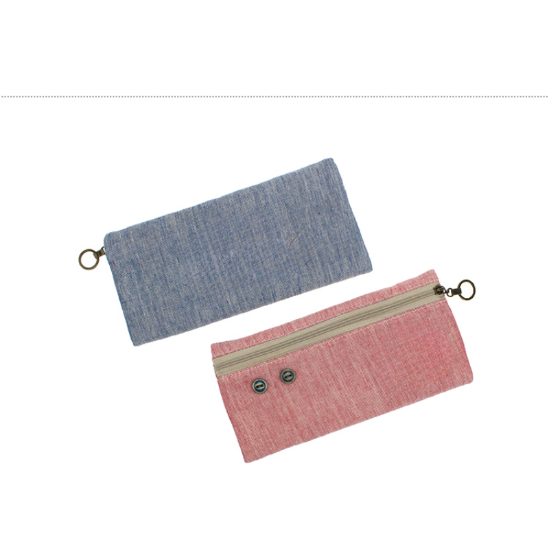 Pure Cotton Multipurpose Storage Pencil Case Pouch with Side Zipper MOQ 10