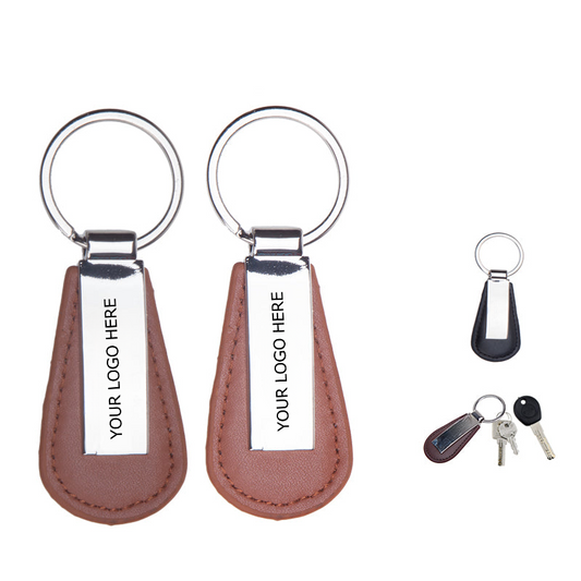 Leather Key Chain, Water Drop Shape Key Tag, MOQ 20