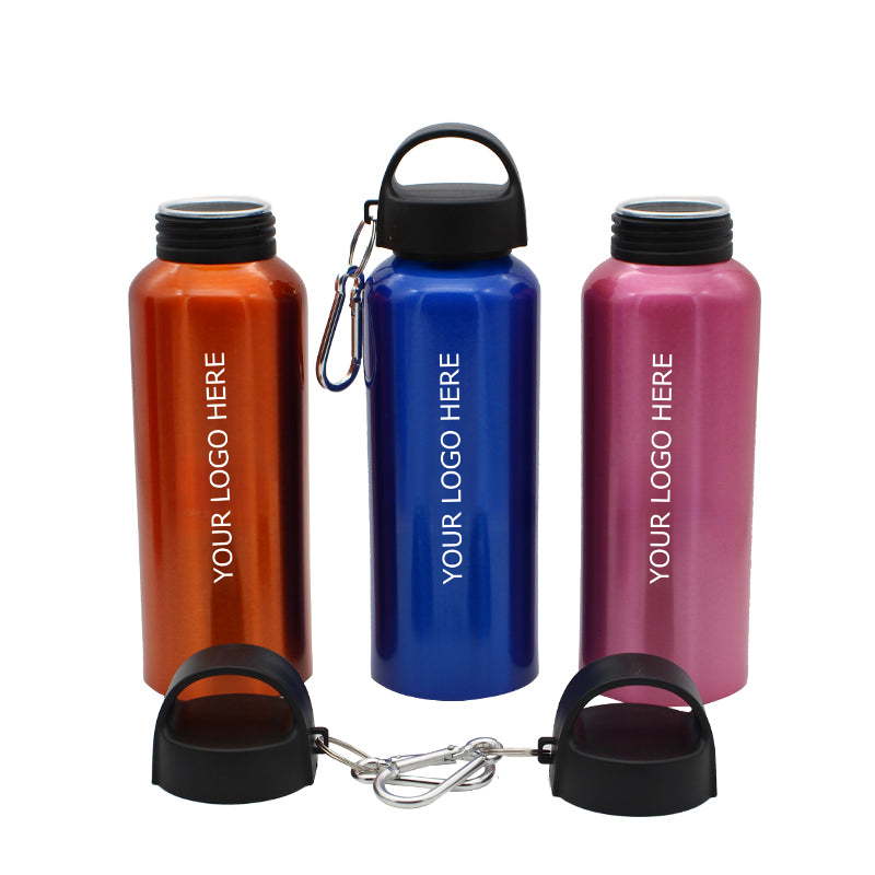 Colorful Aluminum Water Bottle 500ML, Sports Bottle Leak Proof Travel Bottles with Buckle and Twist Cap, MOQ 10