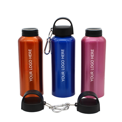 Colorful Aluminum Water Bottle 500ML, Sports Bottle Leak Proof Travel Bottles with Buckle and Twist Cap, MOQ 10