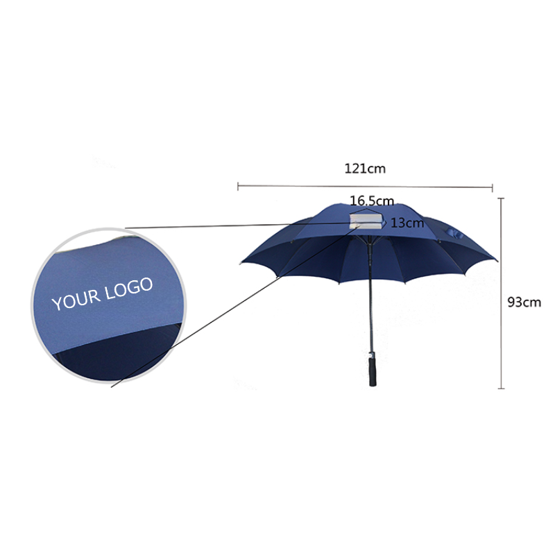 Large Golf Umbrella Windproof with 8 Ribs, Hand Open, MOQ 50