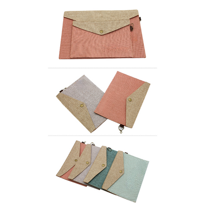 Durable Cotton and Linen A4 Letter Size Envelope Folder with Snap Button Closure MOQ 10