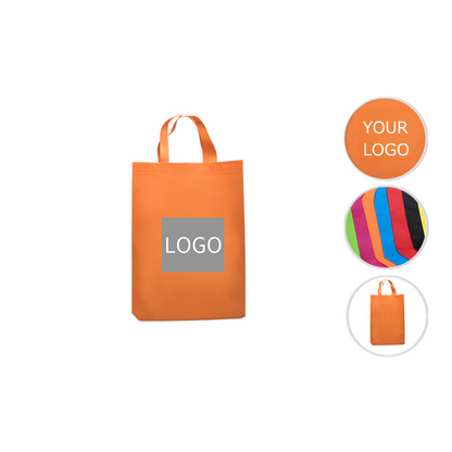 Non Woven Tote Bags with Long Handles, Party Favor Gift Bags, Reusable Grocery Bags,11.8" x 15.7" x 3.9", MOQ 100