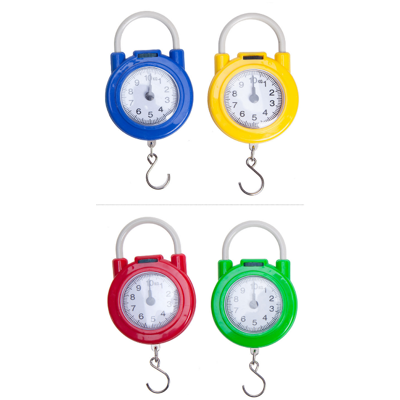 Colorful 10kg Plastic Portable Handheld Hanging Weight Scale, Hanging Spring Scale, MOQ 10