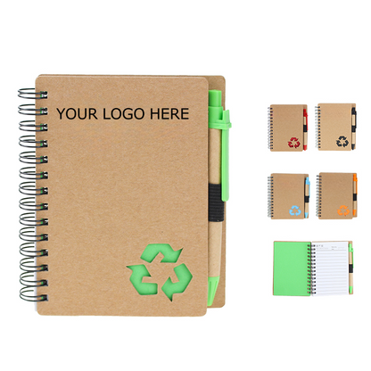 Eco Friendly Notepad Notebook with a Pen, 4" x 5", 65 Sheets, MOQ 50