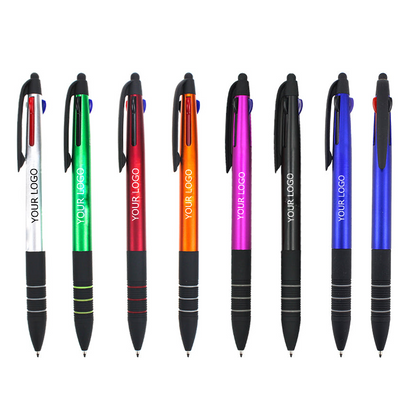 3-in-1 Multicolor Retractable Ballpoint Pen for Office, Soft Touch Click Stylus Pen, MOQ 10