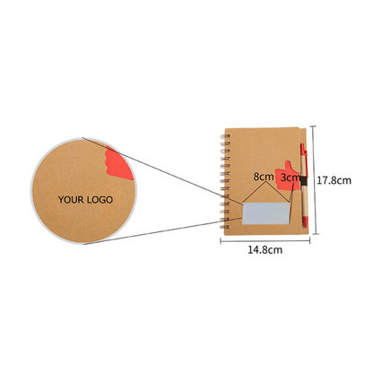 Eco Friendly Spiral Note Book, Pen, Hollow Thumb-up Design, 5.8" x 7", MOQ 50