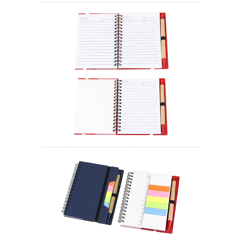 Business Notebook with Elastic Band Closure, Ruler, Pen, Sticky Notes, 70 Sheets, 4.7" x 5.7", MOQ50