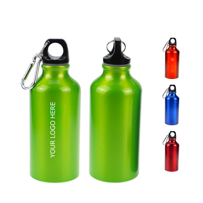 400ML Aluminum Sport Water Bottles,  Lightweight  Reusable Leak Proof Water Bottles with Hook and Twist Cap for Bike, Camping, Climbing, Travelling, MOQ 10