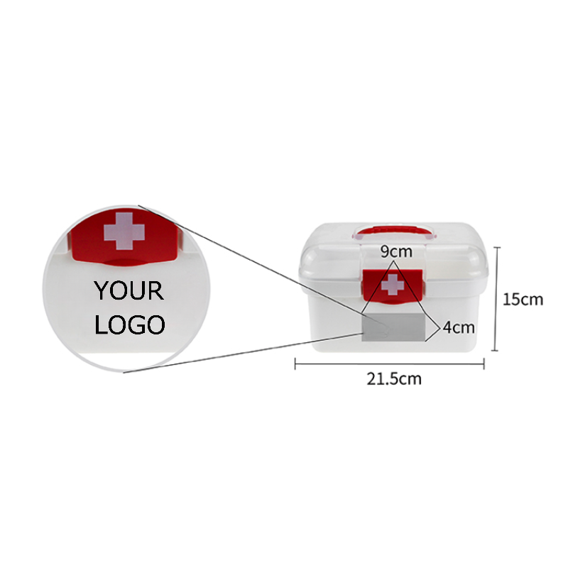 Portable Family Medicine Box Organizer Container, Plastic Medicine Storage Box, 8.5" x 5.9" x 5.1", MOQ 50