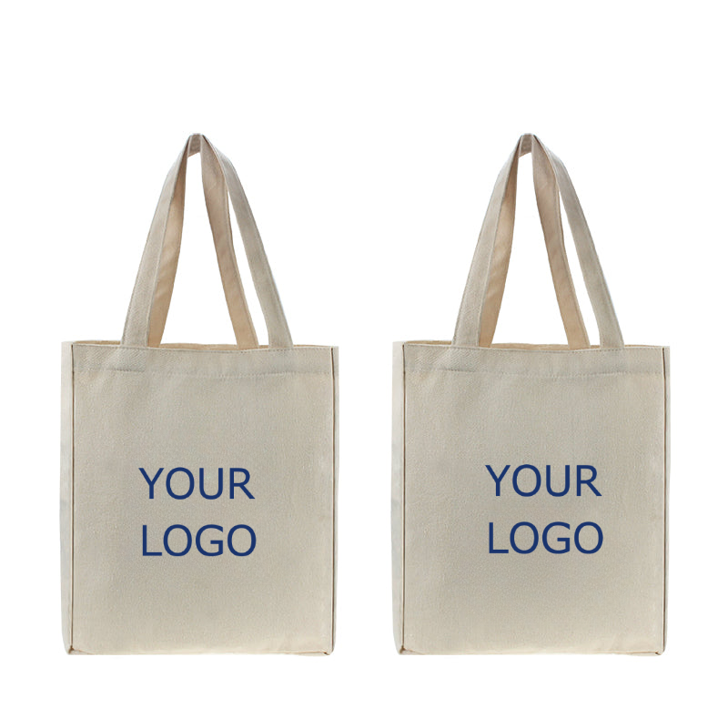 Large Capacity Canvas Natural Color Tote Bag with Wide Bottom and Wide Side, Lightweight, Durable, MOQ 100