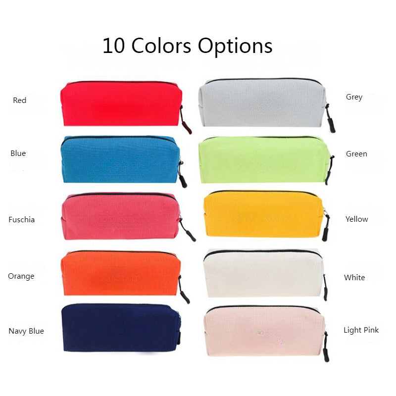 Multi Color Large Capacity Canvas Pencil Case Pouch Stationary Bag MOQ 10