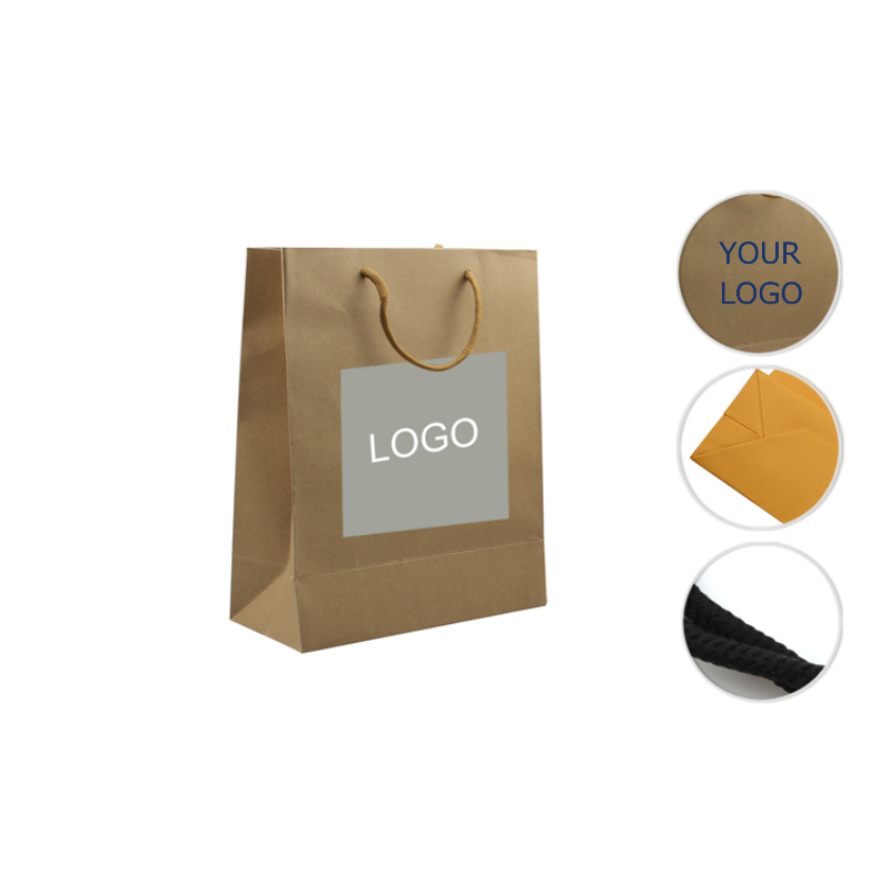 Eco-friendly Vertical Medium Thick Paper Bag, 10.6" x 8.7" x 3.9", MOQ 100