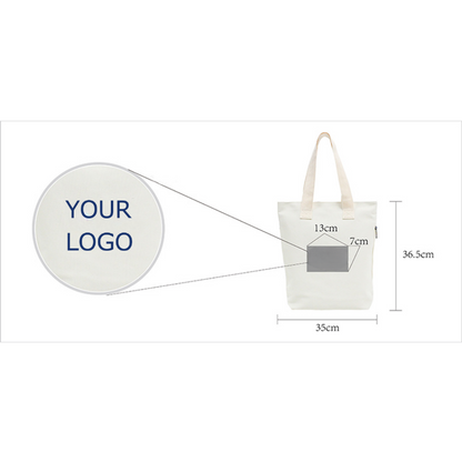 High-grade Canvas Shopping Bag with a Side Zipper MOQ 10