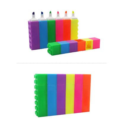 Building Block Highlighters, Puzzle Square Shape Marker Pen, MOQ 10