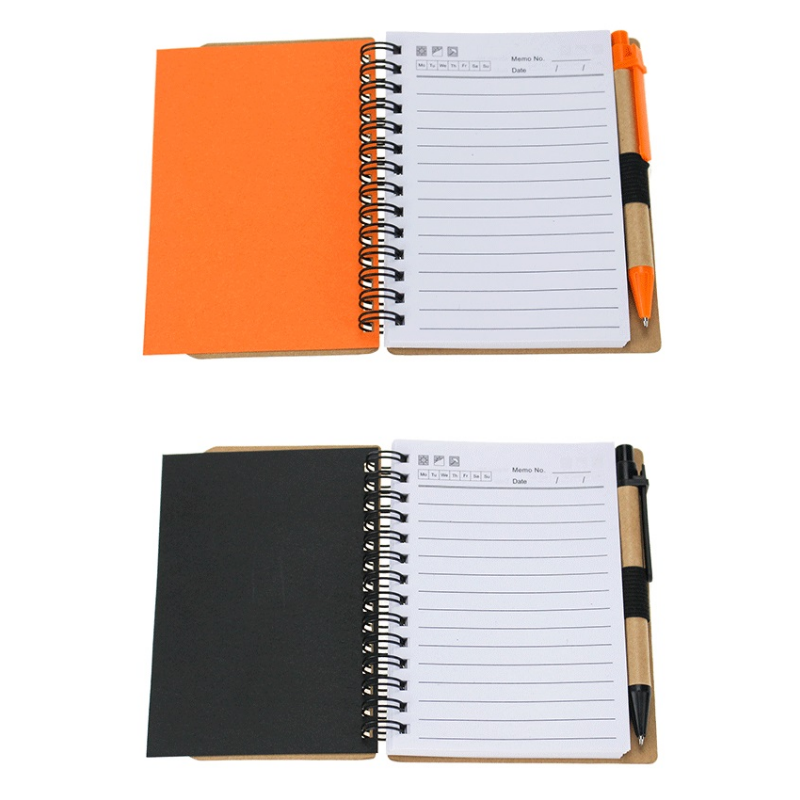 Eco Friendly Notebook with a Pen, Wavy Edge Cover, 4" x 5", 70 Sheets, MOQ 50