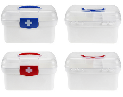 Portable Family Medicine Box Organizer Container, Plastic Medicine Storage Box, 8.5" x 5.9" x 5.1", MOQ 50