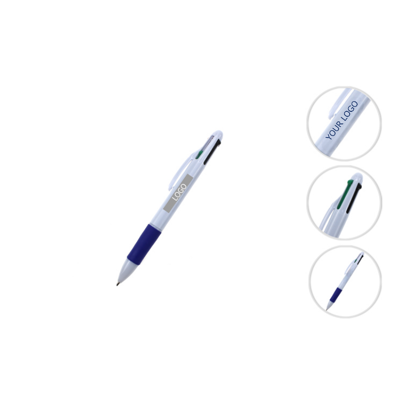 4-in-1 Multicolor Ballpoint Pen for Business, White Barrel, MOQ 10