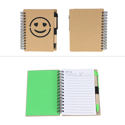 Eco Friendly Notepad with Lovely Smiley Face, included a Pen, 4" x 5", 70 Sheets, MOQ 50