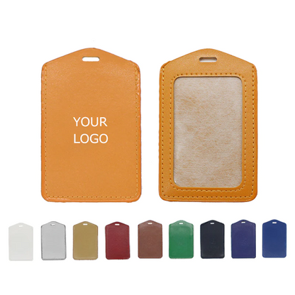 Vertical Colorful PU Leather Business ID Badge Card Holder MOQ 50