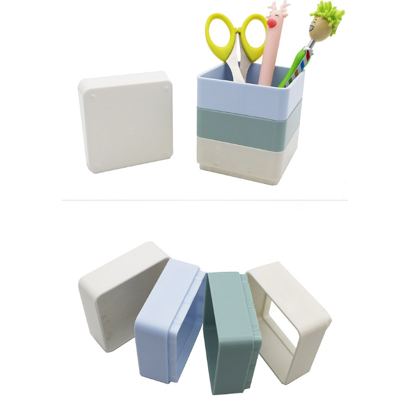 Patchwork Plastic Pen/Pencil Holder, 3" x 3.9" x 3", MOQ 10