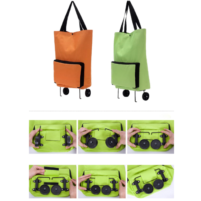 Custom Portable Foldable Supermarket Tug Bag Shopping Cart Portable Trolley MOQ 10