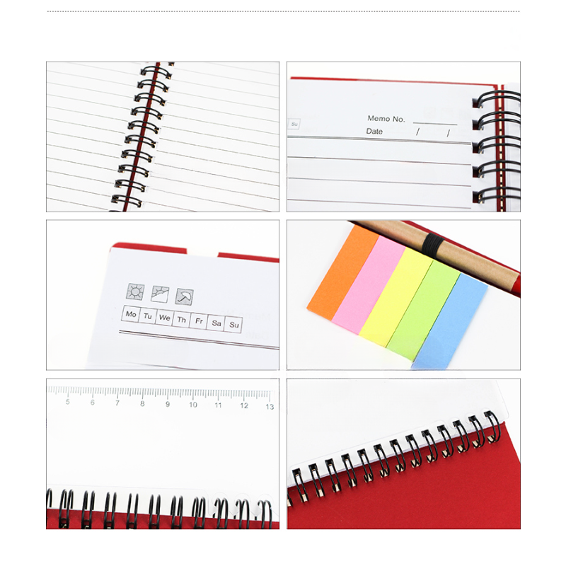 Business Notebook with Elastic Band Closure, Ruler, Pen, Sticky Notes, 70 Sheets, 4.7" x 5.7", MOQ50