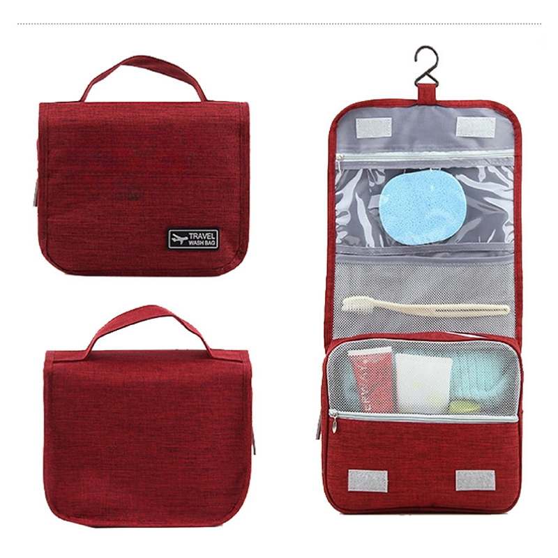 Korean Style Portable Toiletry Bag, Oxford Fabric Cosmetic Bag, 8.7" x 4.3" x 8.7", MOQ 10