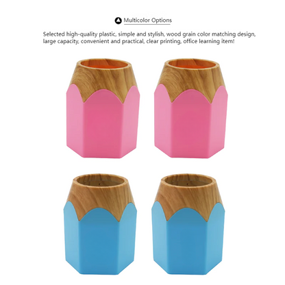 Wood Grain Pencil-shaped Pen Cup Holder MOQ 10